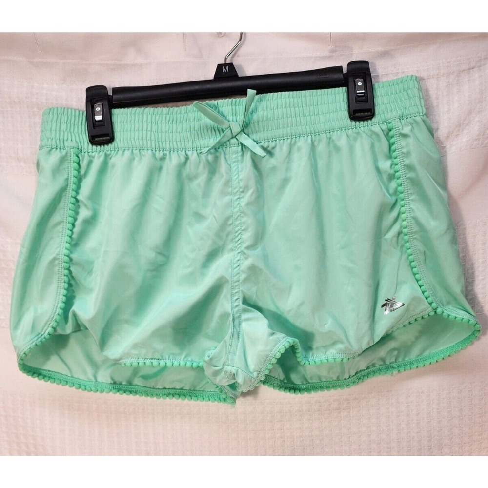 ZeroXposur Girls Mint Green Pom Pom Trim Swim Shorts Size 18 1/2 Beach Trunks